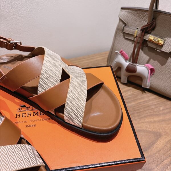 Hermes High Quality Cowhide Leather Casual Sandals - Image 7