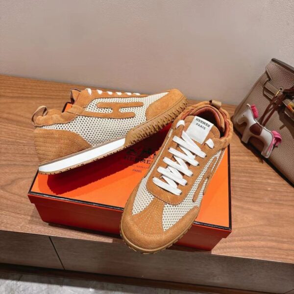 Hermes Men And Women Cowhide Leather Casual Sports Shoes - Image 5