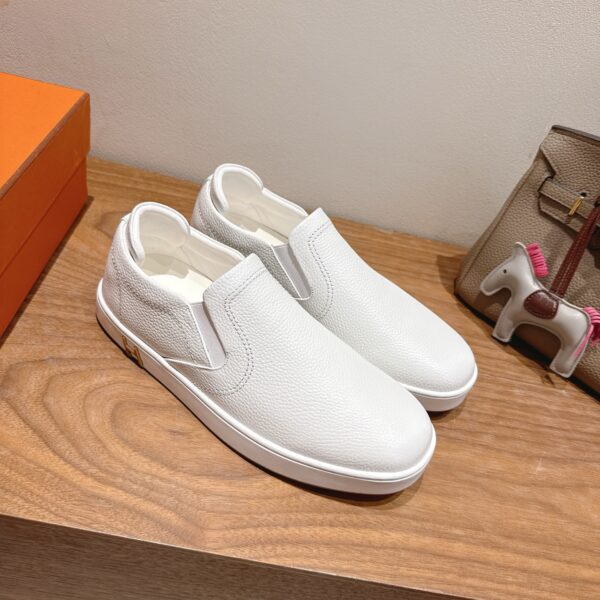 Hermes Fashion Couple's Cowhide Leather Casual Sports Shoes - Image 4