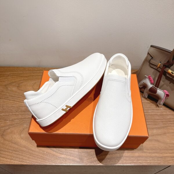 Hermes Fashion Couple's Cowhide Leather Casual Sports Shoes - Image 5