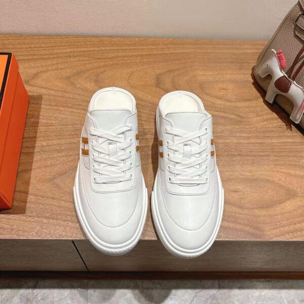 Hermes Good Quality Couple's Cowhide Leather Casual Slippers - Image 2