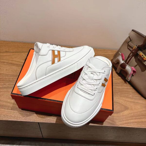 Hermes Good Quality Couple's Cowhide Leather Casual Slippers - Image 5