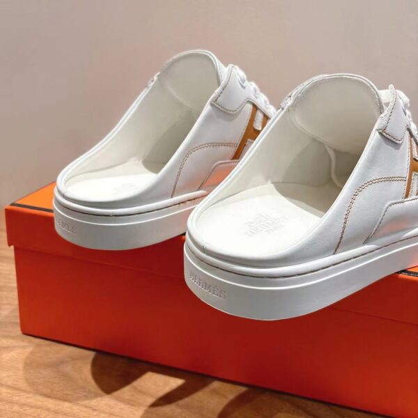 Hermes Good Quality Couple's Cowhide Leather Casual Slippers - Image 7