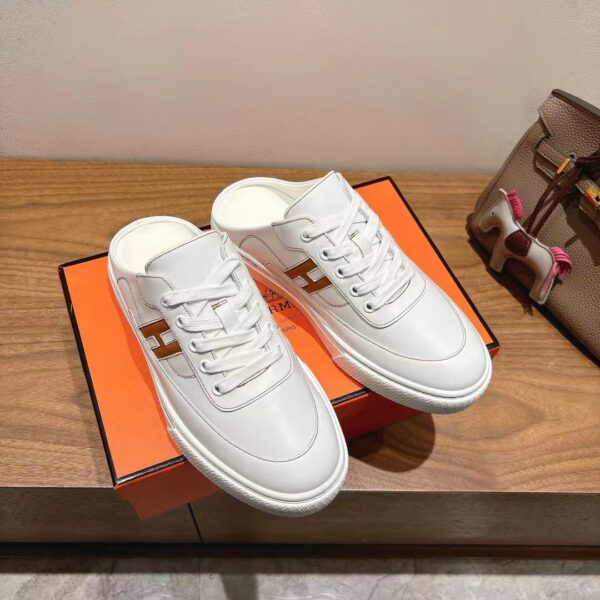Hermes Good Quality Couple's Cowhide Leather Casual Slippers