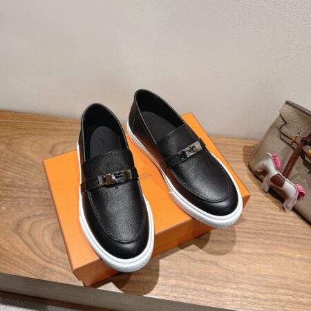 Hermes Fashion Couple's Cowhide Leather Casual Shoes