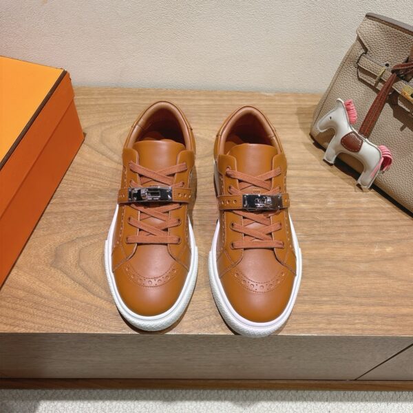 Hermes Good Quality Cowhide Leather Sport Shoes For Men And Women - Image 2
