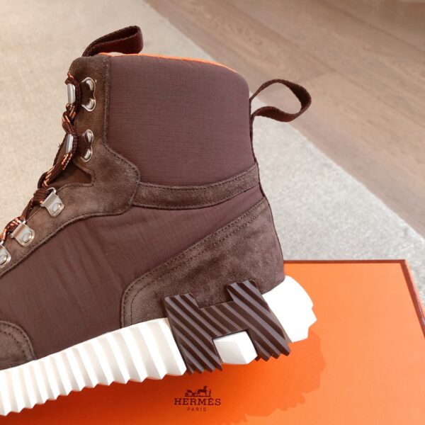 Hermes Couple High Top Cowhide Leather Casual Sport Shoes - Image 7