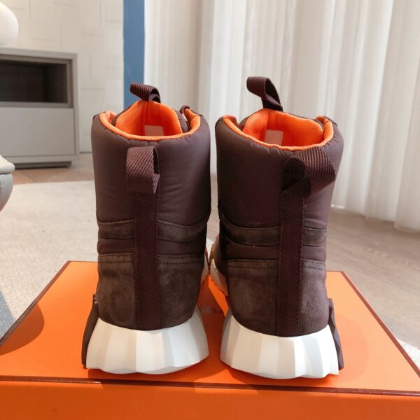 Hermes Couple High Top Cowhide Leather Casual Sport Shoes - Image 8