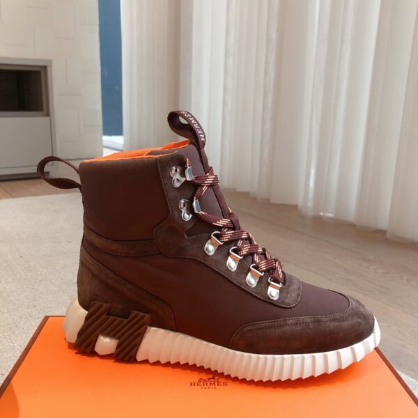 Hermes Couple High Top Cowhide Leather Casual Sport Shoes - Image 4