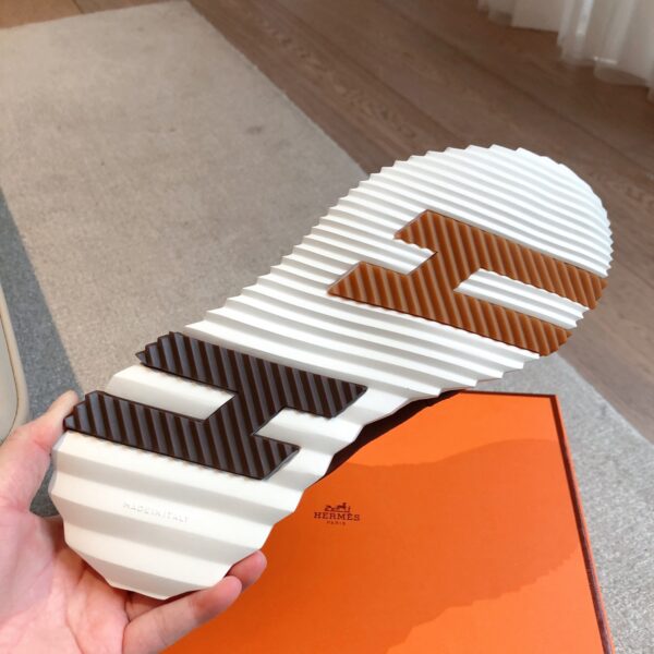 Hermes Couple High Top Cowhide Leather Casual Sport Shoes - Image 9
