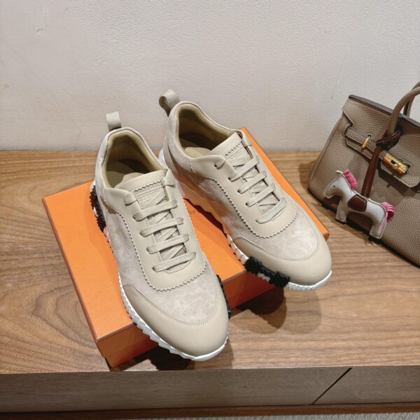 Hermes Classic Couple Cowhide Leather Casual Sport Shoes - Image 3