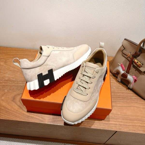 Hermes Classic Couple Cowhide Leather Casual Sport Shoes - Image 4