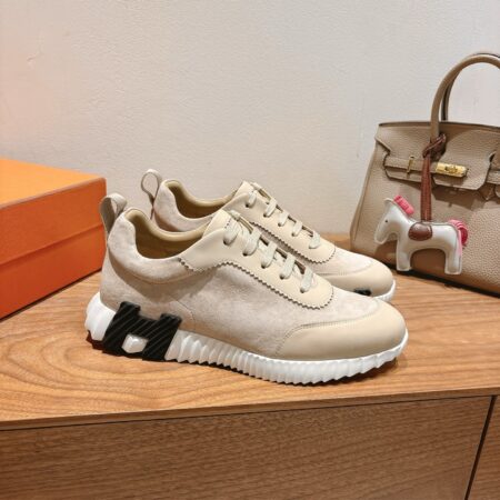 Hermes Classic Couple Cowhide Leather Casual Sport Shoes