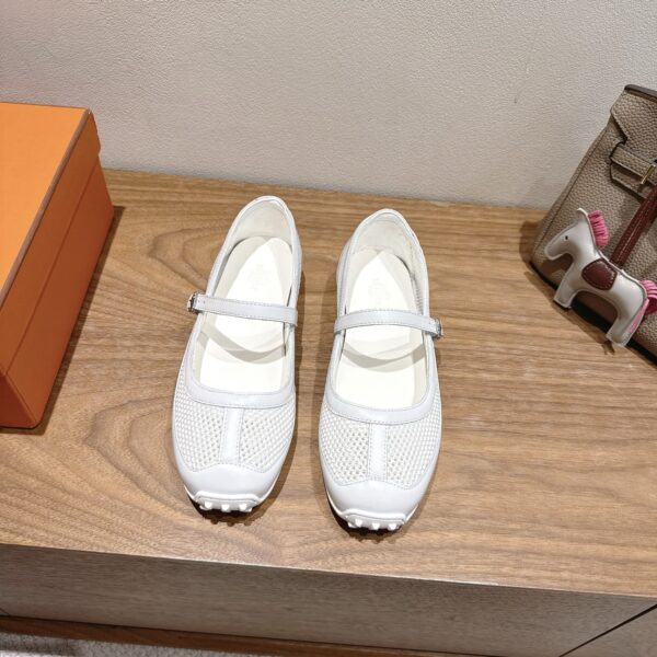 Hermes Ladies' Mesh Paired With Cowhide Ballet Shoes - Image 2
