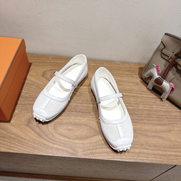 Hermes Ladies' Mesh Paired With Cowhide Ballet Shoes - Image 3