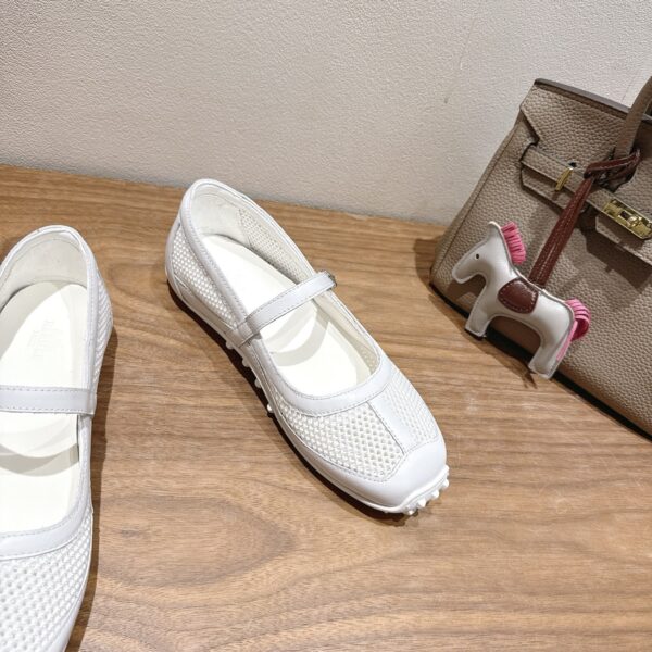 Hermes Ladies' Mesh Paired With Cowhide Ballet Shoes - Image 4