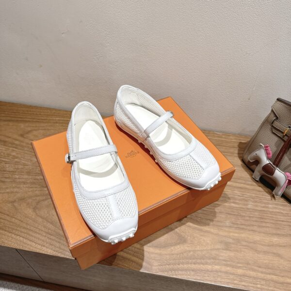 Hermes Ladies' Mesh Paired With Cowhide Ballet Shoes - Image 5