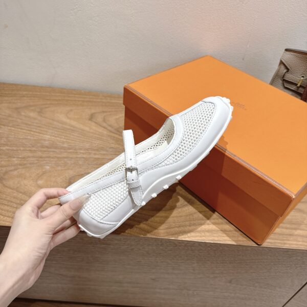 Hermes Ladies' Mesh Paired With Cowhide Ballet Shoes - Image 7