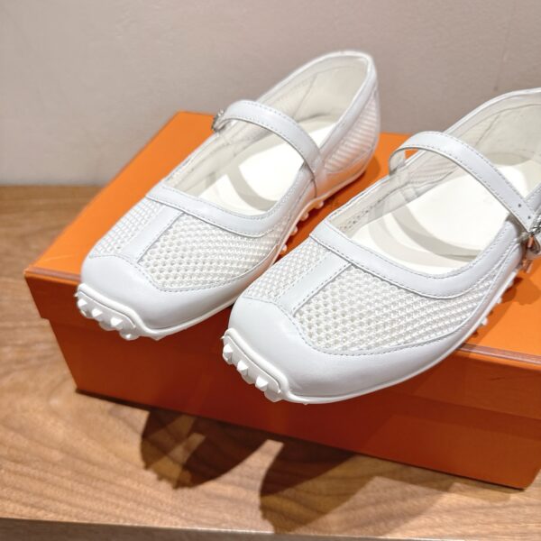 Hermes Ladies' Mesh Paired With Cowhide Ballet Shoes - Image 6