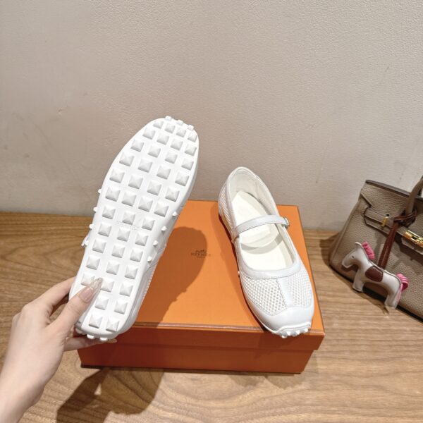Hermes Ladies' Mesh Paired With Cowhide Ballet Shoes - Image 9