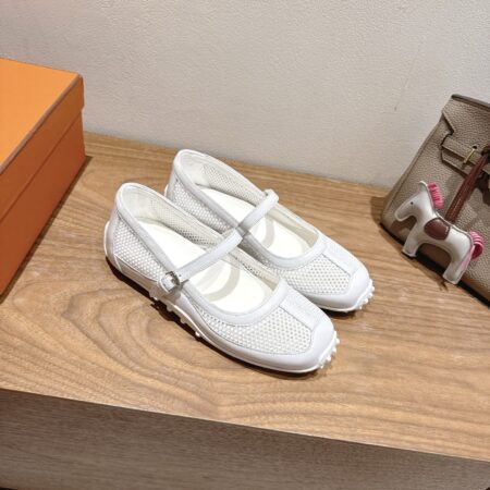 Hermes Ladies' Mesh Paired With Cowhide Ballet Shoes