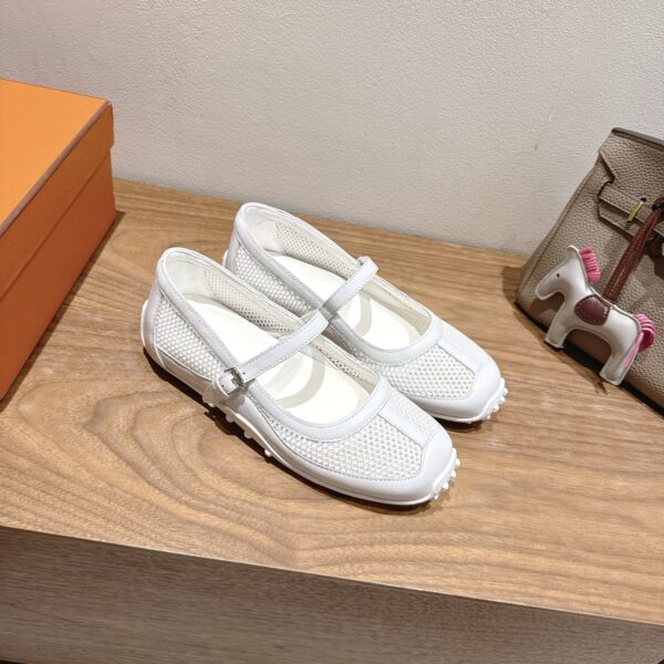 Hermes Ladies' Mesh Paired With Cowhide Ballet Shoes