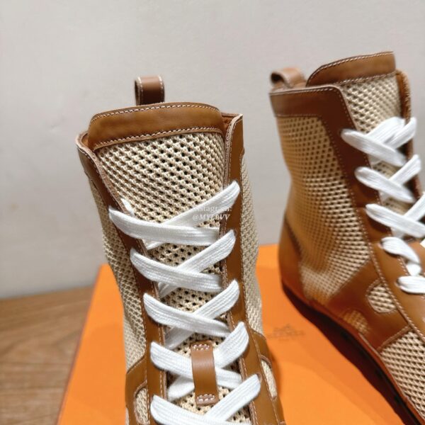 Hermes Ladies' Mesh Paired With Cowhide High Top Casual Shoes - Image 7