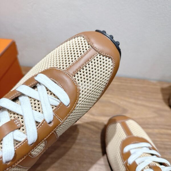 Hermes Ladies' Mesh Paired With Cowhide High Top Casual Shoes - Image 8