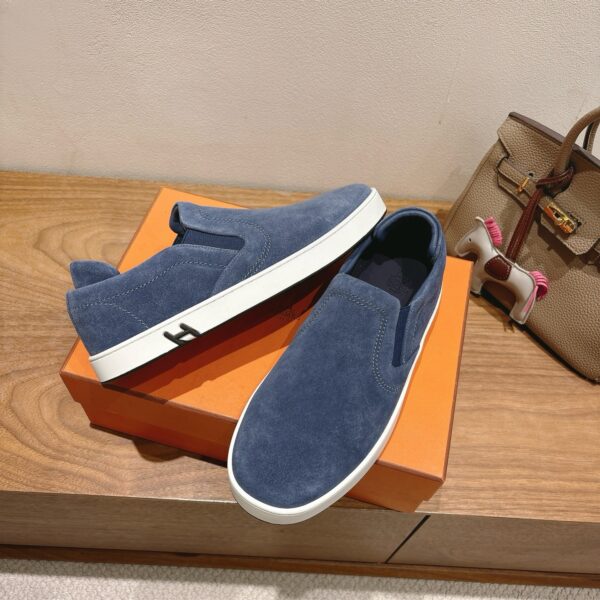 Hermes Couple Style Cowhide Leather Classic Casual Shoes - Image 5