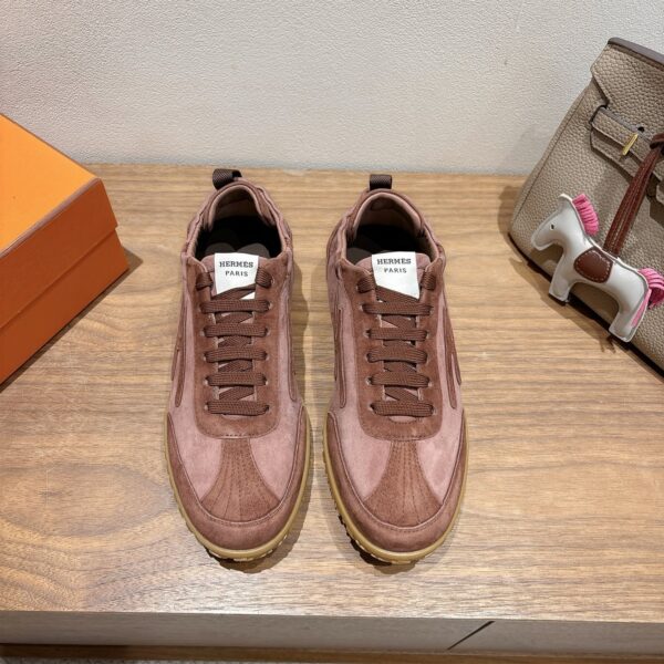 Hermes Couple Style Suede Cowhide Leather Classic Casual Shoes - Image 2