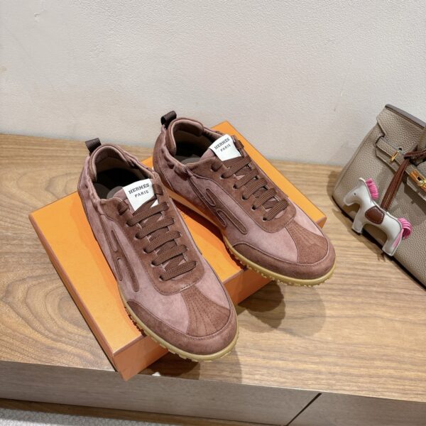 Hermes Couple Style Suede Cowhide Leather Classic Casual Shoes - Image 4