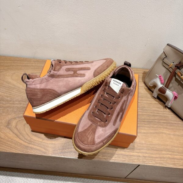Hermes Couple Style Suede Cowhide Leather Classic Casual Shoes - Image 5