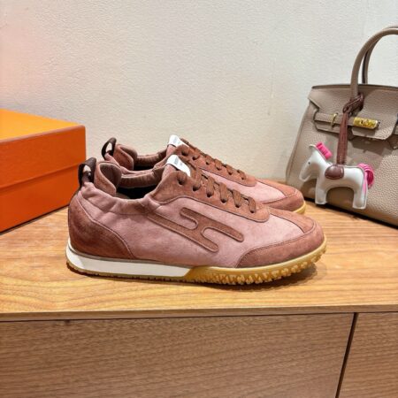 Hermes Couple Style Suede Cowhide Leather Classic Casual Shoes