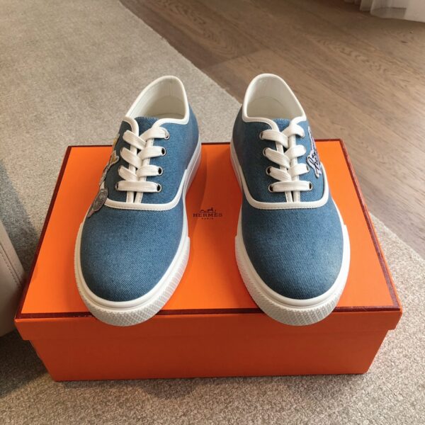 Hermes Couple Style Denim Classic Casual Sport Shoes - Image 2
