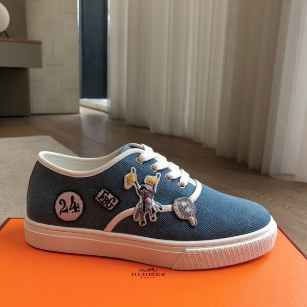 Hermes Couple Style Denim Classic Casual Sport Shoes - Image 4