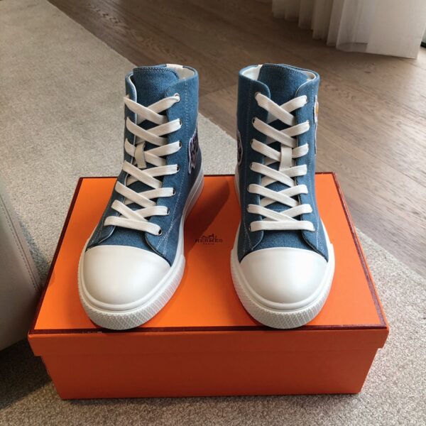 Hermes Couple Style Denim Classic High Top Casual Sport Shoes - Image 2