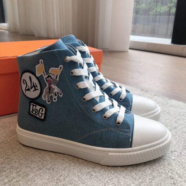 Hermes Couple Style Denim Classic High Top Casual Sport Shoes - Image 3