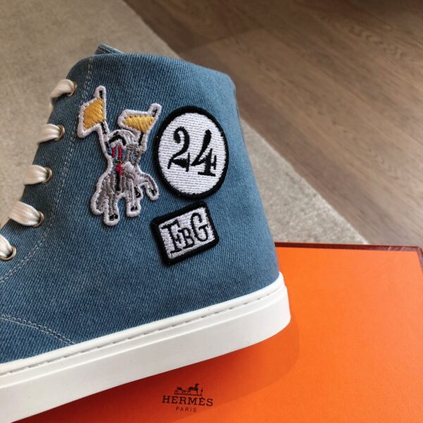 Hermes Couple Style Denim Classic High Top Casual Sport Shoes - Image 7