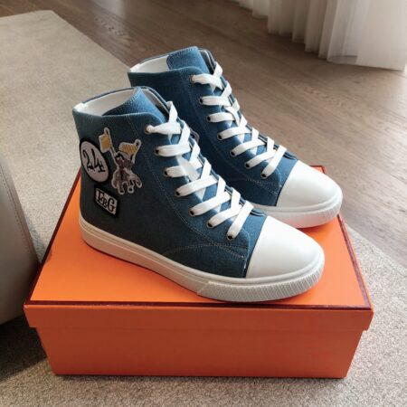 Hermes Couple Style Denim Classic High Top Casual Sport Shoes