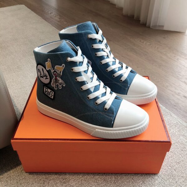 Hermes Couple Style Denim Classic High Top Casual Sport Shoes