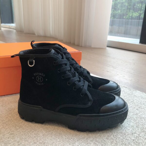 Hermes Couple's Calfskin Classic High Top Casual Sport Shoes - Image 3