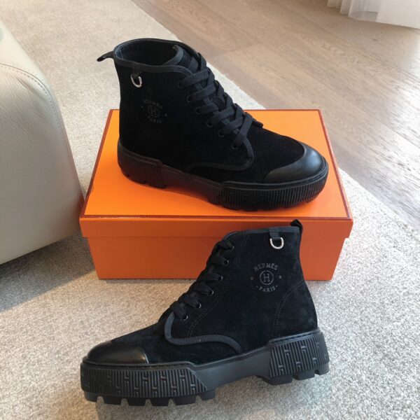 Hermes Couple's Calfskin Classic High Top Casual Sport Shoes - Image 5