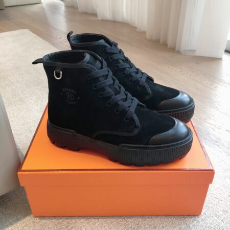 Hermes Couple's Calfskin Classic High Top Casual Sport Shoes