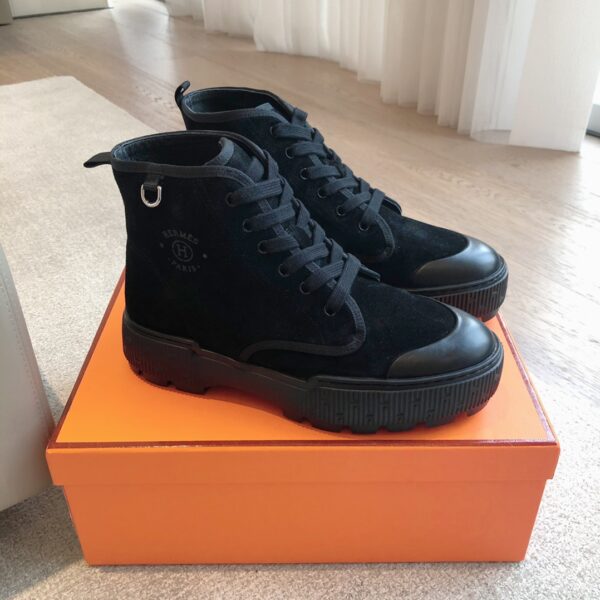 Hermes Couple's Calfskin Classic High Top Casual Sport Shoes