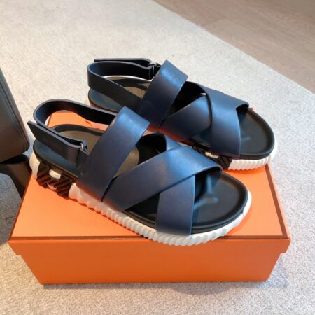 Hermes High Quality Cowhide Leather Casual Sandals For Men And Women