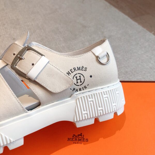 Hermes Denim Paired With Cowhide Leather Casual Sandals For Men And Women - Image 7