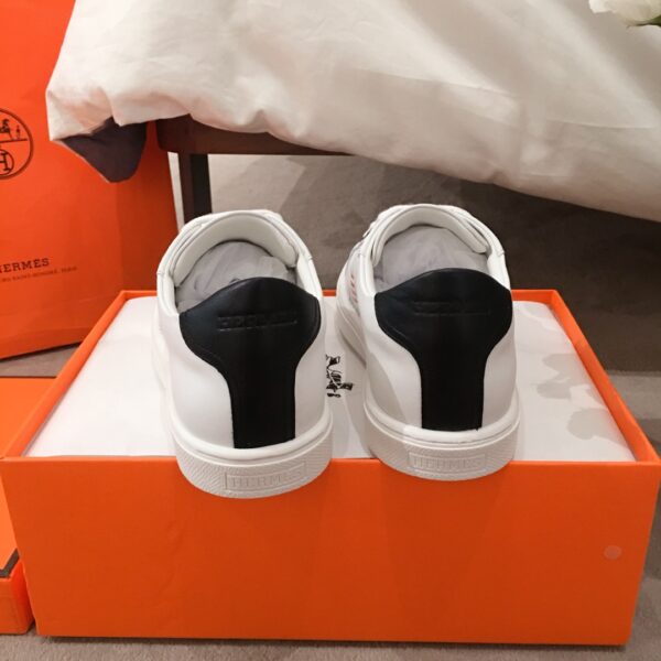 Hermes Couple's Good Quality Cowhide Leather White Shoes - Image 8