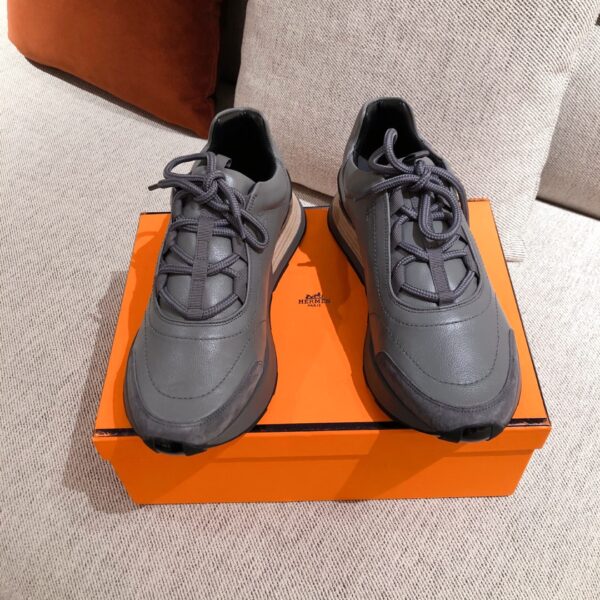 Hermes Couple's Good Quality Cowhide Leather Sport Shoes - Image 2