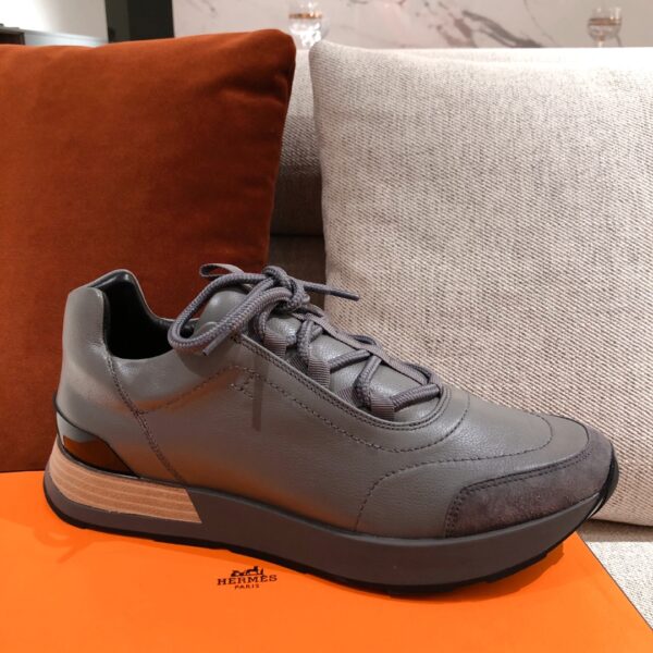 Hermes Couple's Good Quality Cowhide Leather Sport Shoes - Image 3