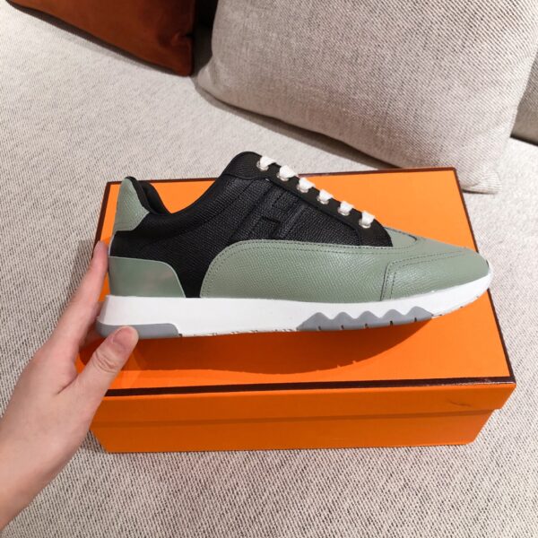 Hermes Couple's Good Quality Lychee Grain Cowhide Leather Sport Shoes - Image 3